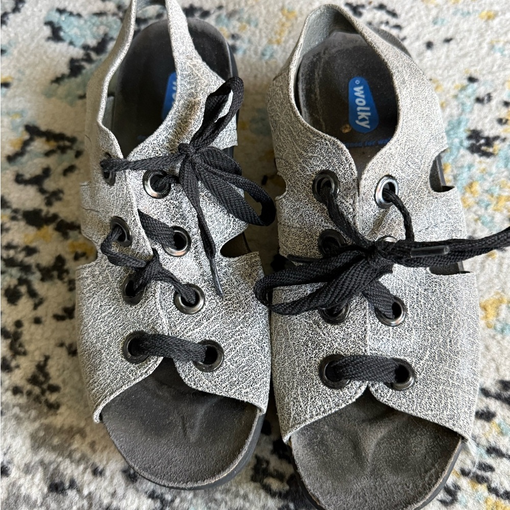 Wolky Black and Gray Sandals